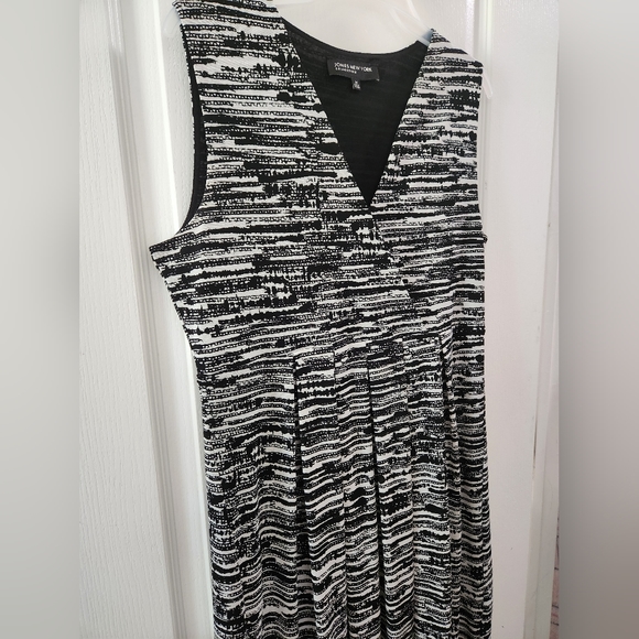 Jones New York Womens V-Neck Sleeveless Knee Length Dress Black/white Size M - Picture 2 of 8